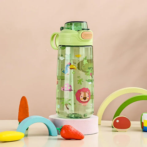 600ML Children's Water Bottle for Summer Student Drinking Bottle Plastic Sports Water Bottle Portable Anti-fall and Leak Proof