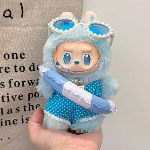 Cute Labubu 3.0 Summer Beach Series Shirts & Glasses & Hats Doll Shirt Sea Beach Style