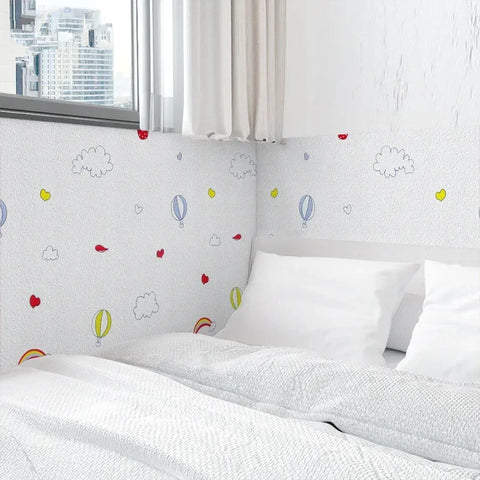 Extra Thick Foam Wallpaper Roll with Cartoon Pattern Water-proof Fire-resistant Self Adhesive Stickers for Children‘s Bedroom