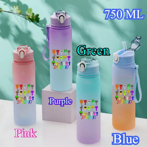750ML Gradient Color Bottle Sprunki Sprunki Incredibox Sprunki Game Cartoon Drinking Water Cup Kids Birthday Christmas Gift