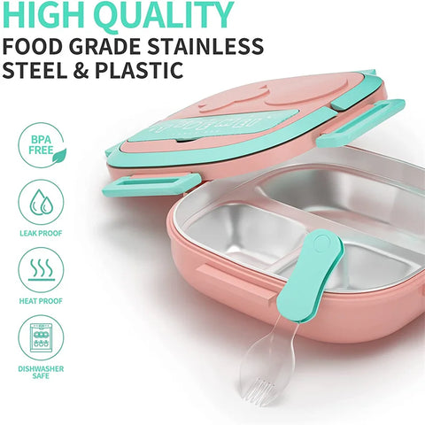 500ML Stainless Steel Bento Box Insulated Lunch Box For Kids Toddler Girls Metal Portion Sections Leakproof Lunch Container Box