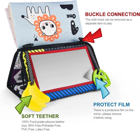 Baby Cloth Book with Distorting Mirror Soft Cartoon Parent-child Interactive Early Educational Montessori Toy for Children