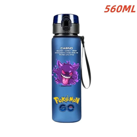560ML Pokemon Water Cup Anime Portable Children's Cute Pikachu Gengar Plastic Outdoor Sports Large Capacity Water Bottle Gifts