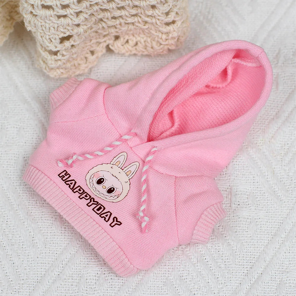 17cm Labubu Clothes Sweatshirt Heart-beating Macaron Labubu Doll Clothes