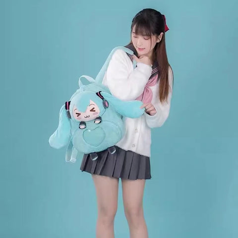 Hatsune Miku Sweet And Cute Creative Anime Picture Embroidery Fashion Large Capacity Storage Soft Plush Backpack Girl Toy Gift