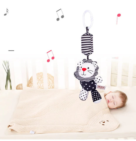 Newborn Bells Soft Plush Rattle Toy Crib Hanging Bell Car Seat Travel Stroller Black And White Wind Chime Educational Toy Gift