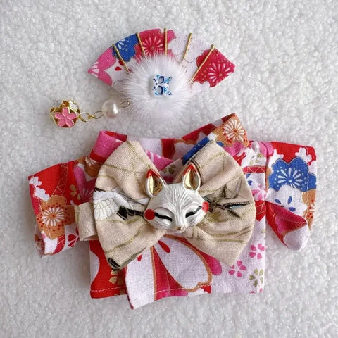 For 15/17cm Labubu Doll Summer Fresh Style Japan Kimono Set Gentle Light Color Clothes Doll Accessories