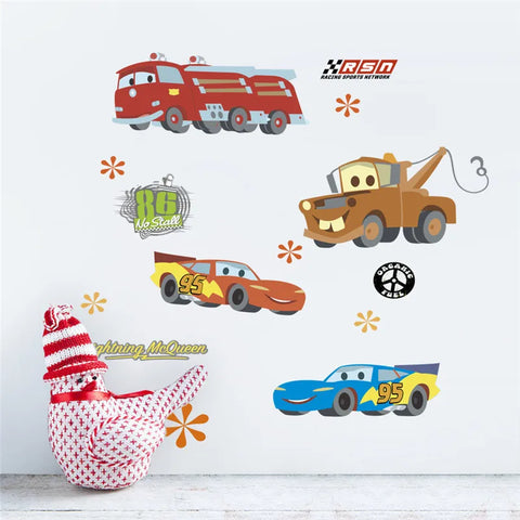 3D Cartoon Cars 2 Wall Stickers For Kid's Room Kindergarten Bedroom Living Room Wall Decoration  Lightning McQueen Stickers