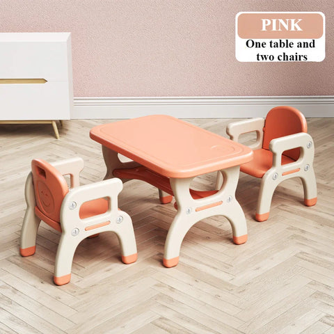 Kids Learning Desk and Chair Set Dining Table for Infants Kids Preschoolers Super Load-bearing Kids Table Set 50 cm X 80 cm Pink