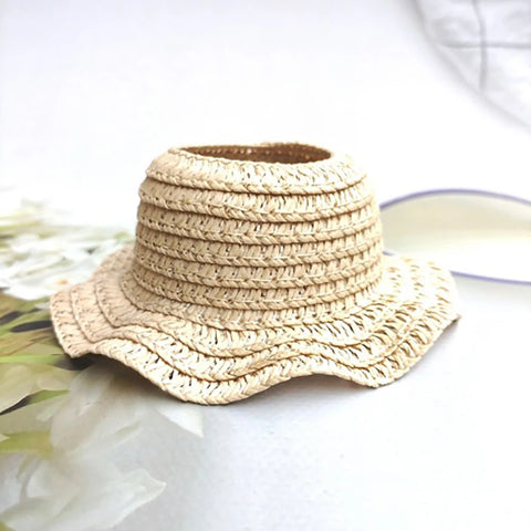 For Sitting Party Labubu Hat Open Top Straw Hat Woven Hat Labubu outfit Accessories