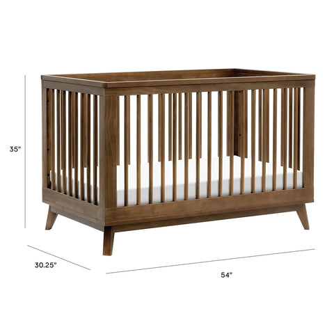 Scoot 3-in-1 Convertible Crib with Toddler Bed Conversion Kit in Natural Walnut, Greenguard Gold Certified