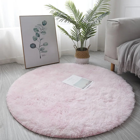 1pc 40cm/60cm Plush Round Rug Mat Fluff Carpet For Living Room Soft Home-Decor Bedroom Kid-Room Decoration Salon Thick Pile Rug
