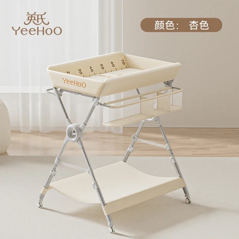 Baby Diaper Changer Furniture,Newborn Care Tables, Change Clothes Massage Touch Bath Foldable Mobile Cribs Baby Changing Tables