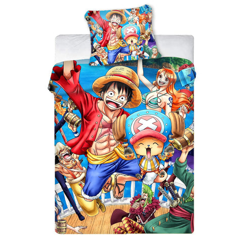 One Piece Anime Duvet Cover Set Comforte Printed Cartoon Twin Size Bedding Sets Christmas Gifts 3-piece Set Home Decor