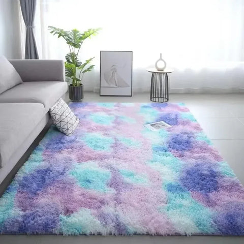 Gradient Silk Wool Bedside Rug Children's Room Living Room Bedroom Non-slip Machine Washable Not Easy to Lose Hair Carpet