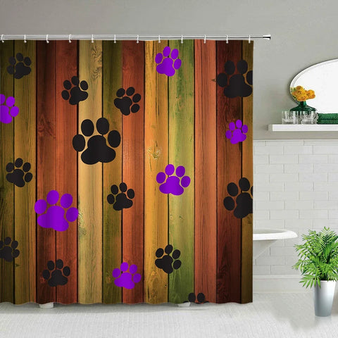 Cartoon Animal Plant Shower Curtains Flower Dog Paw Print Christmas Kid Home Decor Fabric Bath Curtains Bathroom Accessories Set