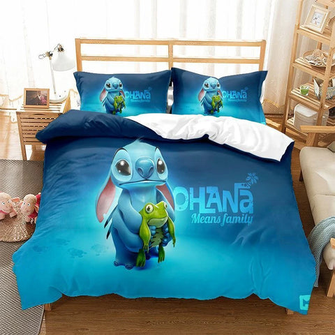 2/3 Pcs Lilo and Stitch Duvet Cover Bedding Set Gift Boy Girl Adult Single Double Queen Size One Quilt Cover Two Pillowcases