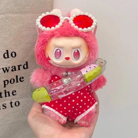 Cute Labubu 3.0 Summer Beach Series Shirts & Glasses & Hats Doll Shirt Sea Beach Style