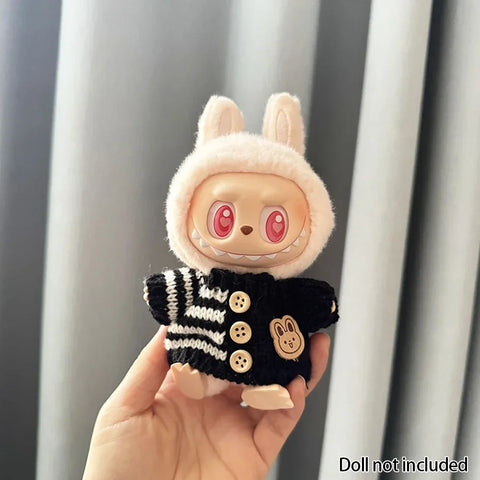 For 15-17 cm v1v2 Labubu Clothes outfit Labubu Sitting Party Bear Label Scarf Hat Bag Dolls Accessories Cute Decoration