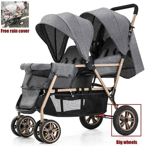 Twin strollers kids two seats strollers foldable carriage Double baby stroller Front and rear seats