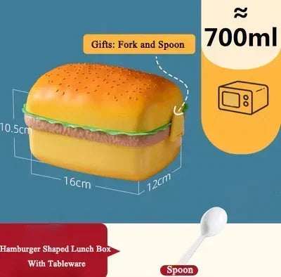 1PC Creative Hamburger Plastic Lunch Box Cute Cookie Shape Bento Box Lunch Box Students Cartoon Children BentoBox Tableware