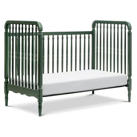 Namesake Liberty 3-in-1 Convertible Spindle Crib with Toddler Bed Conversion Kit in Forest Green, Greenguard Gold Certified