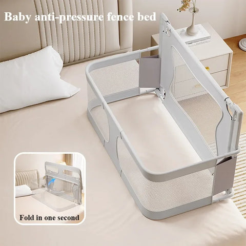 Baby Bedside Bassinet Foldable Bed Side Baby Bassinet Portable Crib Breathable and Visible Mesh Window Soft Washable Liner Cover