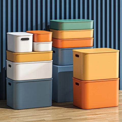 Plastic Storage Box Jewelry Lipstick Organizer Toy Underwear Stackable Baskets Colorful Desktop snacks Box Containers