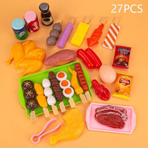 Kids Pretend Play Kitchen Toys Simulation Food Barbecue Cooking Toys Children Educational Play House Interactive Toys For Girl