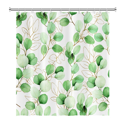 Green Plant Leaf Vines Flowers Shower Curtain Print Modern Nordic Minimalist Polyster Home Decor Bathroom Curtain with Hooks