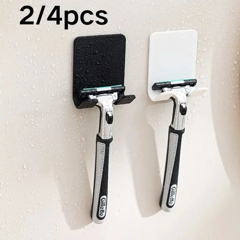 2/4PCS Adhesive Razor Holder Wall Mounted Bathroom For Shower Hook Rack Shaver Holder Plastic Hook Holder Razor Rack