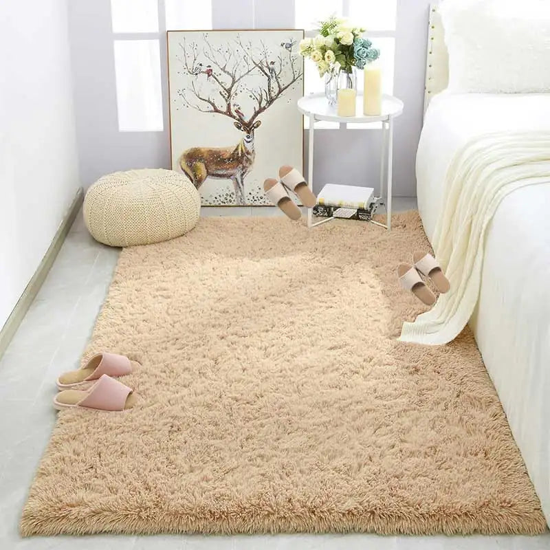 Plush Carpet Living Room Sofa Coffee Table Rug Green Pink Fluffy Soft Blankets Area Rugs Children's Room Non-Slip Mat Home Decor