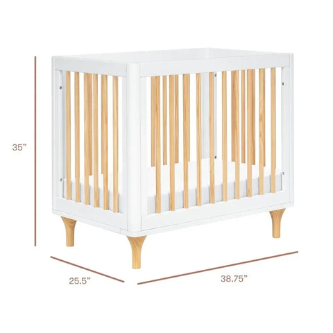 Combined 1 Convertible Mini Crib and Double Bed with White and Natural Toddler Bed Conversion Kit