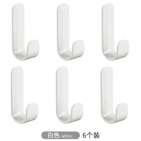 6Pcs Self Adhesive Strong Wall Hooks Towel Hook Door Hanger Key Bag Coat Hook Holder Kitchen Bathroom Accessories Home Organizer