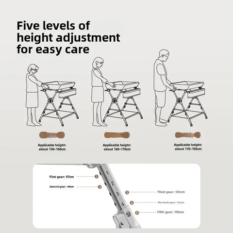 Baby Diaper Changer Furniture,Newborn Care Tables, Change Clothes Massage Touch Bath Foldable Mobile Cribs Baby Changing Tables