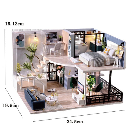 Doll House Kit 3D Wooden Mini DollHouse Assembly Building with Furniture Kit Toys Children's Birthday Gift 3D Puzzle Handmade