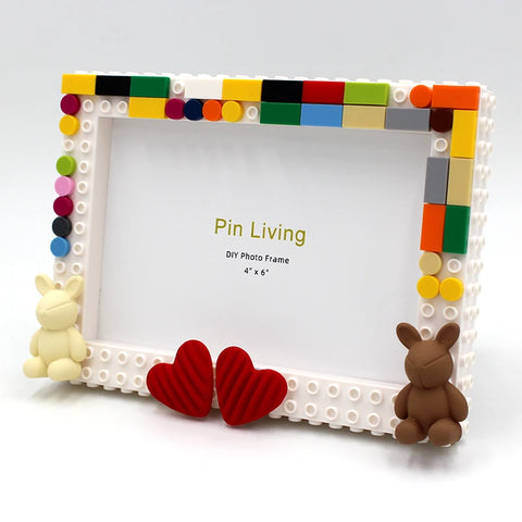 Pinliving Love DIY Baby Building Block Photo Frame Set Simple Advertisement Handmade Creative Gift Moss Password