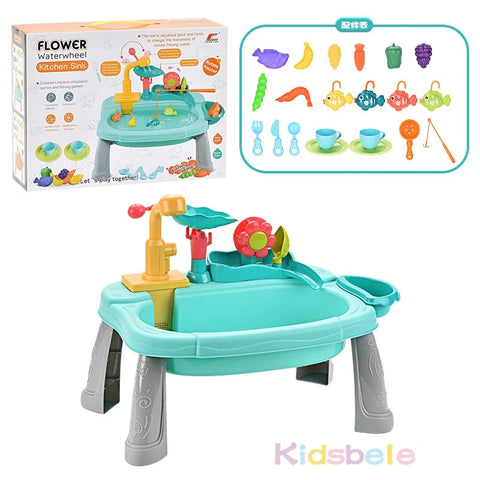 Kids Kitchen Sink Toys Electric Dishwasher Playing Toy With Running Water Pretend Play Food Fishing Toy Role Playing Girls Toys