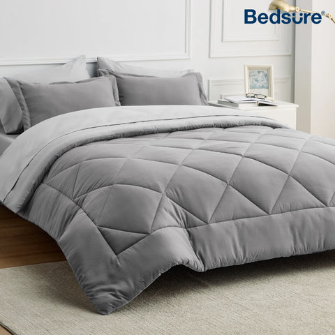 Bedsure Comforter Set - Reversible Queen Bed in a Bag with Comforters, Sheets, Pillowcases Queen King Full Twin