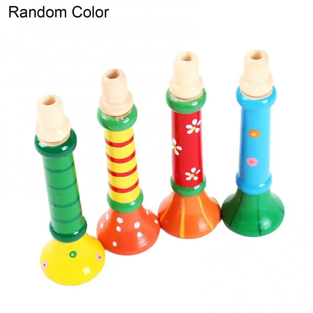 Wooden Trumpet Children Toy Horn Whistle Musical Instrument for Kids Early Educational Montessori Toys Sound Training Games