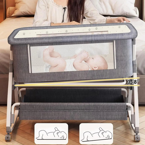 Baby Bedside Crib with Diaper Table height adjustment splicing bed baby bassinet Newborn bb bed with matress