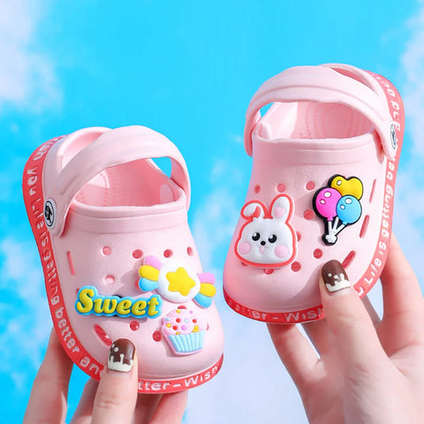 Children Slippers Playful Cartoon Kids Clog Shoes with Holes for Summer Girls and Boys Soft-Soled Non-Slip Indoor Slippers New
