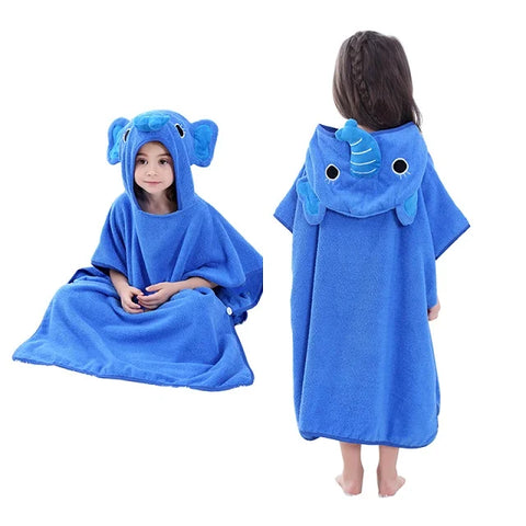 MICHLEY Cartoon Cotton Kids Beach Towels Bath Towel Poncho Hooded Bathing Bathrobe Unisex Blanket For Girls Boys Children 2-6T