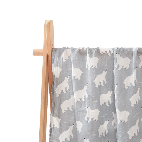 Happyflute 120*110cm Soft Muslin Bamboo Cotton Baby Wrap Animal Pattern Travel Newborn Multi-function Swaddle Sleeping Blanket