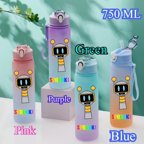 750ML Gradient Color Bottle Sprunki Sprunki Incredibox Sprunki Game Cartoon Drinking Water Cup Kids Birthday Christmas Gift