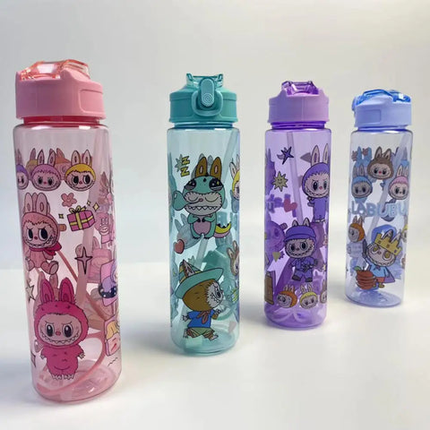 cartoon Water Cup High Aesthetic Tea Cup Design Sense Straw Cups with Women's Cartoon Pattern Outdoors Water Cup Kid Gifts Toys