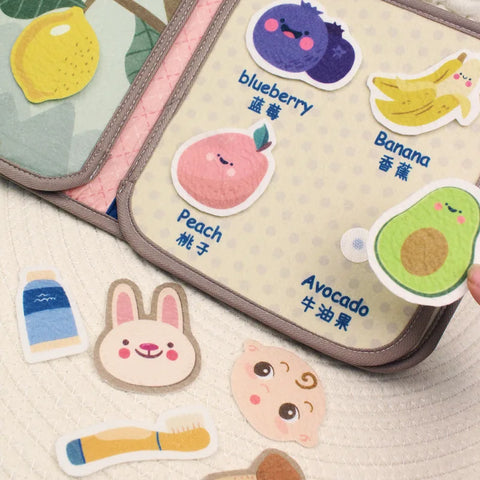 Quiet Book for Toddler Animal Cognitive Fabric Activity Busy Book Montessori Baby Book Toys Cloth Crinkle Books for Babies 6 12M