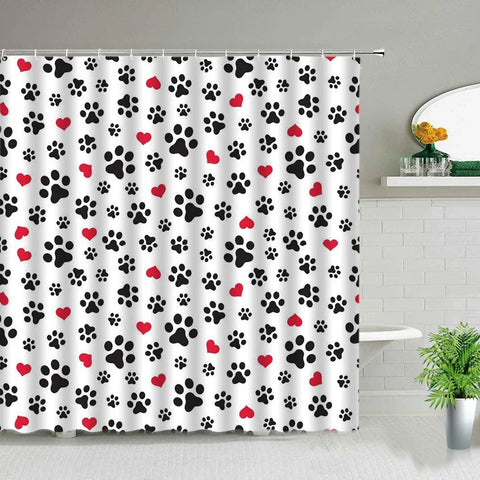 Cartoon Animal Plant Shower Curtains Flower Dog Paw Print Christmas Kid Home Decor Fabric Bath Curtains Bathroom Accessories Set