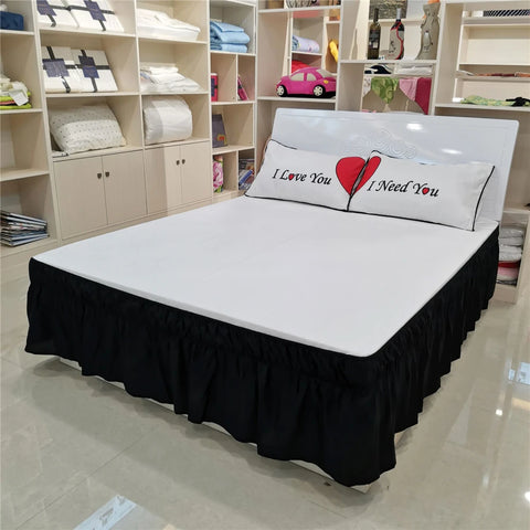 Solid Color Elastic Bed Ruffles Bed Skirt Wrap Around Style Easy Fit 15 Inch Drop Dust Ruffle Bed Skirts Corners Fade Resistant