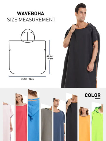 Microfiber Hooded Towel Men Women for Swim Beach Travel Quick Dry Changing Robe Cape Bath Towel Bathrobe Surf Poncho Sauna Play